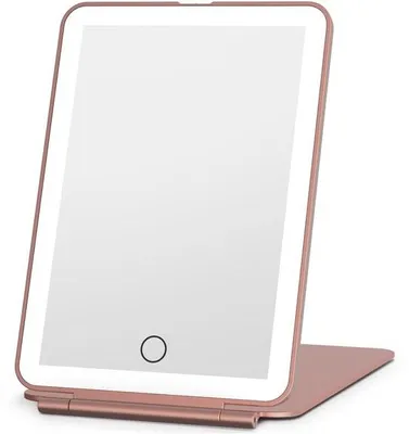 Produktbild von Reisebeleuchtungsspiegel mit Touchscreen, 3-farben, opvougbare, roségold, lichtdurchflutet, tragbar
