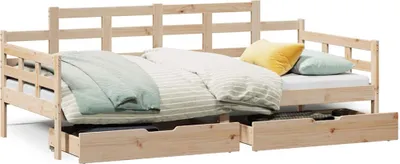 Image de vidaXL Lit de jour avec tiroirs 90x190 cm pin massif