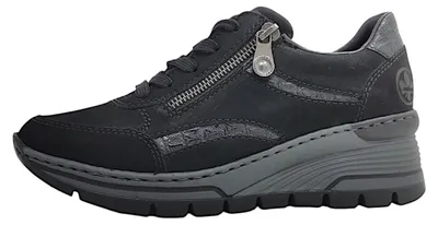 Image de Chaussures de sport pour femmes Rieker, lacets, style sportif, noires, pour le quotidien