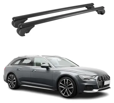 Image de Barres de toit Transversales pour Audi A6 C8 Allroad 2019-2025 Alu Noir 2x, Image générée par une IA