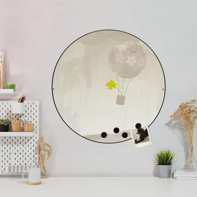 Produktbild von Design Stahlmagnettafel Schwarz Rund 47cm Flüchtiges Glück