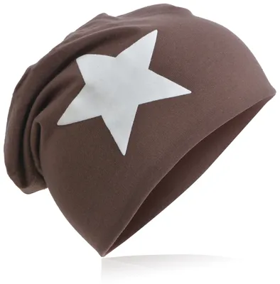 Produktbild von Kinder Beanie Gross Stern Graubraun L
