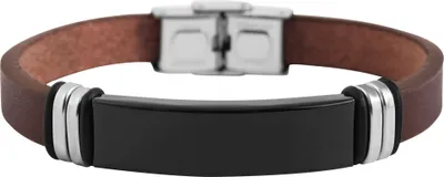 Produktbild von Akzent Armband aus Echtleder und Edelstahl in Dunkelbraun