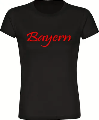 Produktbild von multifanshop Damen T-Shirt - Bayern - Schriftzug, schwarz, Größe S