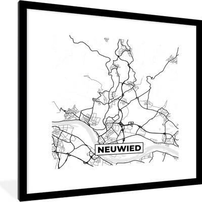 Produktbild von MuchoWow® Gerahmtes Poster Neuwied - Karte - Stadtplan 40x40 cm - Poster mit Schwarzem Bilderrahmen Wandposter Rahmen Foto Bilder - Poster - Plakat im Rahmen