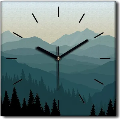 Produktbild von Coloray Uhr auf Leinwand 30x30 cm Wand Uhr Dekoration Wohnzimmer Segeltuch schwarze Hände -Kunstberglandschaft.