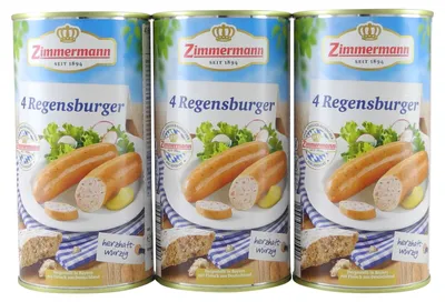 Produktbild von Regensburger von Zimmermann - 3er Pack (Würstchen / 3 Dosen à 4 Stück / 250 g)