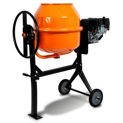 Productafbeelding van EBERTH 140L Betonmixer, benzine, mobiel, 6,5 pk benzinemotor, viertakt, met onderstel, mengtrommel en tandwielkrans van staal, en een vastzetbaar handwiel