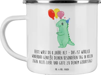 Produktbild von Mr. & Mrs. Panda Tasse Emaille 8. Geburtstag Feier - Weiß - Geschenk, Teetasse, Becher, Alter, Geburtstagssprüche, Kaffeepott, Geburtstagsparty, feiern, 8 Jahre alt, Spaß