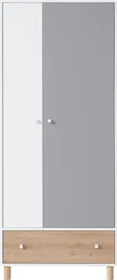 Produktbild von Kleiderschrank 80cm in weiß mit Eiche und grau FAIRFAX-133