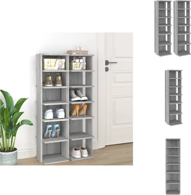 Immagine prodotto di vidaXL Portascarpe 2 pz. Grigio Sonoma 27,5x27x102 cm Materiale a base di legno - Scarpiere e armadietti
