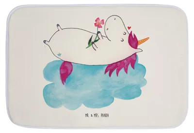 Produktbild von Mr. & Mrs. Panda Badvorleger Einhorn Verliebt - Weiß - Geschenk, Badteppich, Freundin, Liebe, Unicorn, wannenvorleger, Einhörner, duschmatte, Badezimmerteppich, Badematte