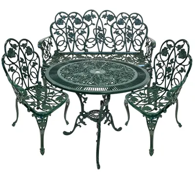 Produktbild von abc HOME | Gartenmöbel Set 4tlg. | Gartentisch | Gartenstühle | Gartenbank | Aluminiumguss | Jugendstil