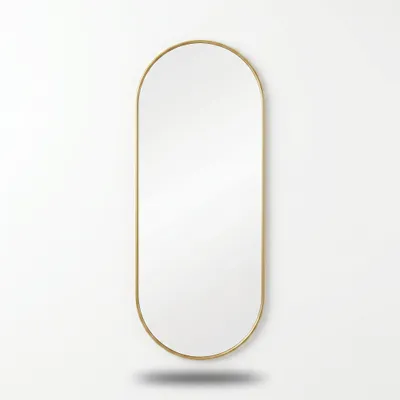 Zdjęcie produktu dla Lustro ścienne SensaHome Oval - Minimalistyczny design - Lustro do montażu na ścianie z metalową ramą - Nowoczesne - Lustro do łazienki - 50x150 cm - Złote