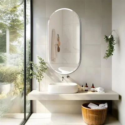 Immagine prodotto di Specchio da parete ovale - Specchio senza cornice - Specchio da bagno - Specchio decorativo - Specchi ovali - 120x60 cm