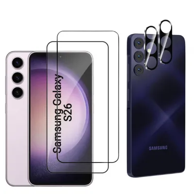 Produktbild von CLM-Tech 4er Set Schutzfolie kompatibel mit Samsung Galaxy S26 - 2X Panzerfolie + 2X Kameraschutz Kameraglas Panzerglas 9H Glas Folie kristallklar