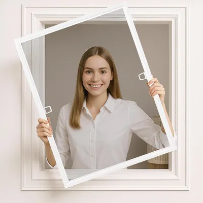 Obrázok produktu pre Sieťka proti hmyzu na okná s rámom, sieťka, ktorú je možné skrátiť, biela, 130x150 cm