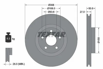Obrázek produktu pro Brzdový kotouč TEXTAR 92306703