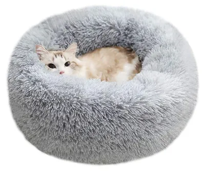 Produktbild von Hunde- und Katzenbett, rundes Donut-Design, 48 cm, für kleine Haustiere