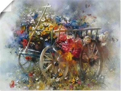 Produktbild von ARTland Poster Blumen Schubkarre Größe: 120x90 cm