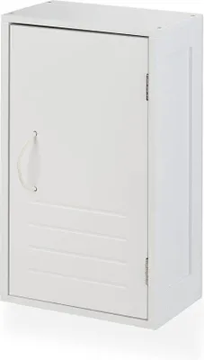 Image de Armoire suspendue pour salle de bain, étagère réglable - 185 cm - armoire de salle de bain étroite blanche - Relaxdays