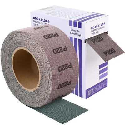 Image de Rouleau de papier abrasif Netz, grain P220, format 70 mm x 12 m, pour bois, métal et murs