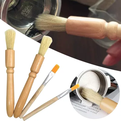 Produktbild von 4pcs/Set Holzgriff Nylon Borsten Kaffeepulver Pinsel Espresso Kaffeemaschine Reinigung Pinsel Set Küchengeräte