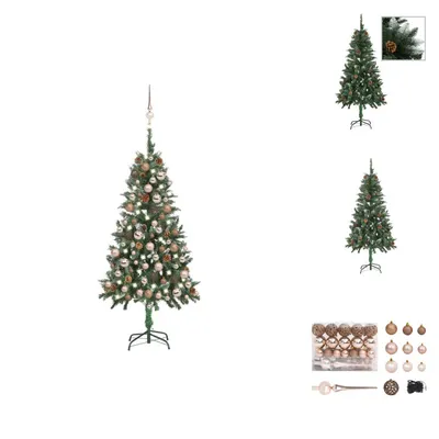 Imagen del producto de vidaXL Árbol de Navidad artificial con luces, adornos y piñas, 150 cm - Árboles de Navidad