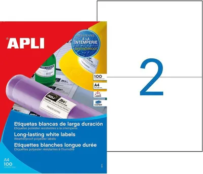 Produktbild von APLI Wetterfeste Folien Etiketten 210 x 148,5 mm weiß 200 Etiketten