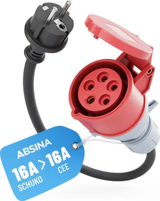 Produktbild von ABSINA Adapter Schuko Stecker auf CEE 16A Kupplung 0.6m