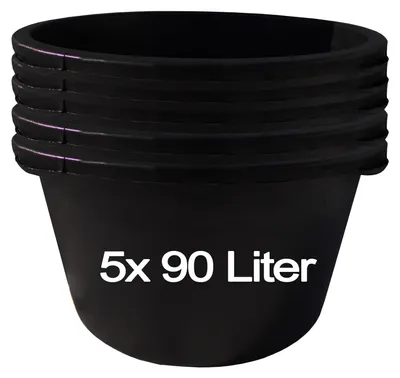 Image de 5 pcs. 90 litres Seau à mortier Seau de construction Seau à mortier Seau à crépi Seau de maçon Seau