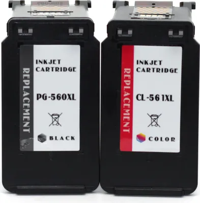 Two black ink cartridges are shown side-by-side against a white background.