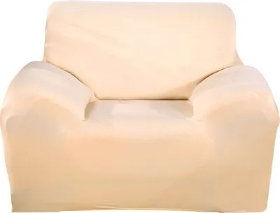 Produktbild von ele ELEOPTION Sofahusse Stretchhusse Sofabezug Polyester Rippstrick (Beige, 1 Sitzer für Sofalänge 90-140cm)
