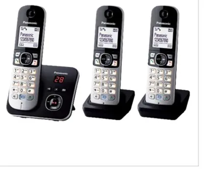 Obrázok produktu pre Panasonic KX-TG6823, DECT telefón, Hlasitý odposluch, 120 položky, ID volajúceho, Čierna, Strieborná