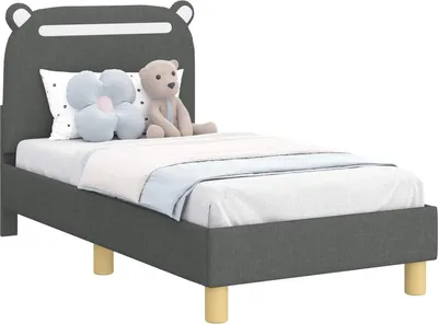 Immagine prodotto di vidaXL Struttura letto per bambini con testiera grigio scuro 70 x 140 cm in tessuto