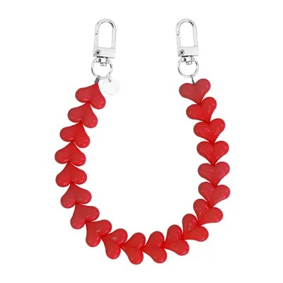 Produktbild von Rotes Telefonkabel mit Funky Hearts Design für Telefonhülle, mit Haken