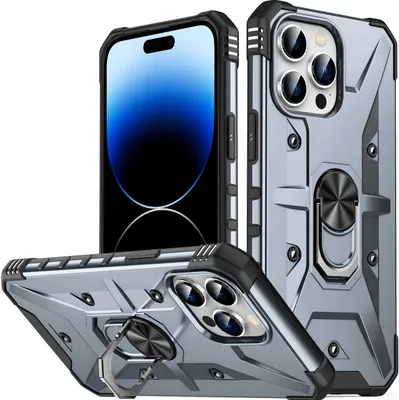 Produktbild von Mobigear Armor Ring iPhone 14 Pro Hülle Hardcase Backcover Stoßfest mit Ringhalter - Grau