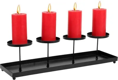 Produktbild von Metallene Adventkerzenhalter mit 4 Kerzenhaltern schwarzes Kerzenblech