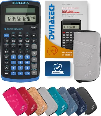 Produktbild von TI-30 ECO RS Taschenrechner mit Schutztasche hellgrau und Fachbuch