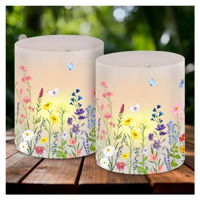 Produktbild von 12 Windlichter mit Blumenmotiv für Tischdekoration, geeignet für Teelichter oder Kerzen