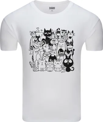 Produktbild von Diarbo Herren T-Shirt mit Tierliebhaber Druck Lustige Katze Weiß Gr.XS