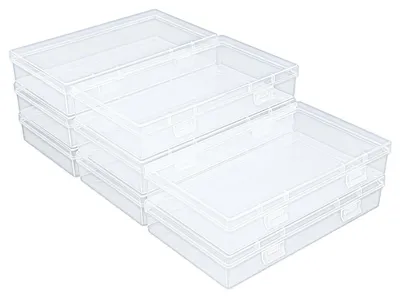 Productafbeelding van Omgoods - Set van 8 Transparante Opbergdozen met Scharniersluiting