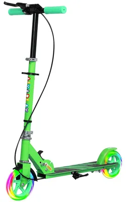 Immagine prodotto di Monopattino per bambini dai 3 agli 8 anni, con ruote illuminate | Colore: Verde | Dimensioni: 36x73x73-89 cm