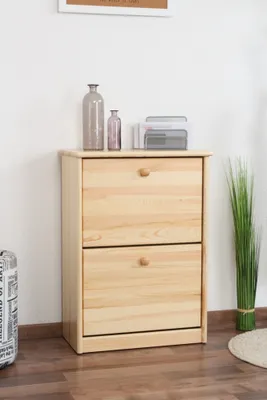 Produktbild von Massivholz-Schuhschrank, Farbe: Natur 80x58x29 cm