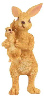 Image de Clayre & Eef Figurine de décoration Lapin 4x4x8 cm Marron Plastique