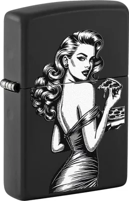 Produktbild von Zippo Benzin-Feuerzeug schwarz Pin Up with Pizza 60007590, unbefüllt