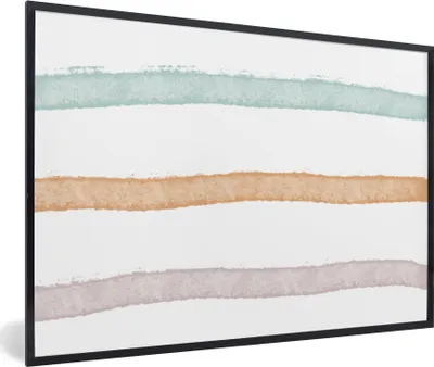 Produktbild von MuchoWow® Gerahmtes Poster Linie - Pastell - Regenbogen - Muster 60x40 cm - Poster mit Schwarzem Bilderrahmen Wandposter Rahmen Foto Bilder - Printing - Wanddeko Schlafzimmer