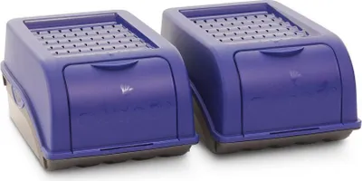 Produktbild von Novaliv 2x Klein 3,5 L Zwiebeltopf marineblau Zwiebelbox Knoblauchtopf Aufbewahrungsbox Vorratsdose Gemüsebox