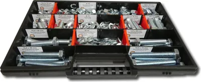 Produktbild von 400 tlg Sechskantschrauben Sortiment mit Muttern Unterlegscheiben Federringen M8 // 12mm-70mm Schrauben Set