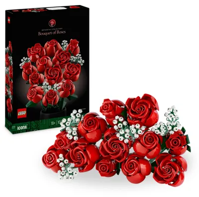 Produktbild von LEGO Botanicals Rosenstrauß - Blumen zum Bauen und Ausstellen - DIY Deko zu Weihnachten mit Pflanzen - Modellbau mit Kunstblumen - Bauset für Erwachsene - Geschenk für Frauen & Männer - 10328